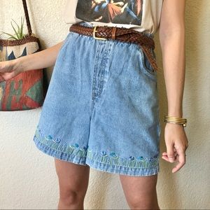 Y2K Embroidered Denim Shorts
